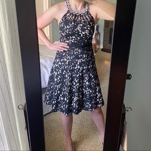 Elie Tahari High Neck Fit and Flare Dress